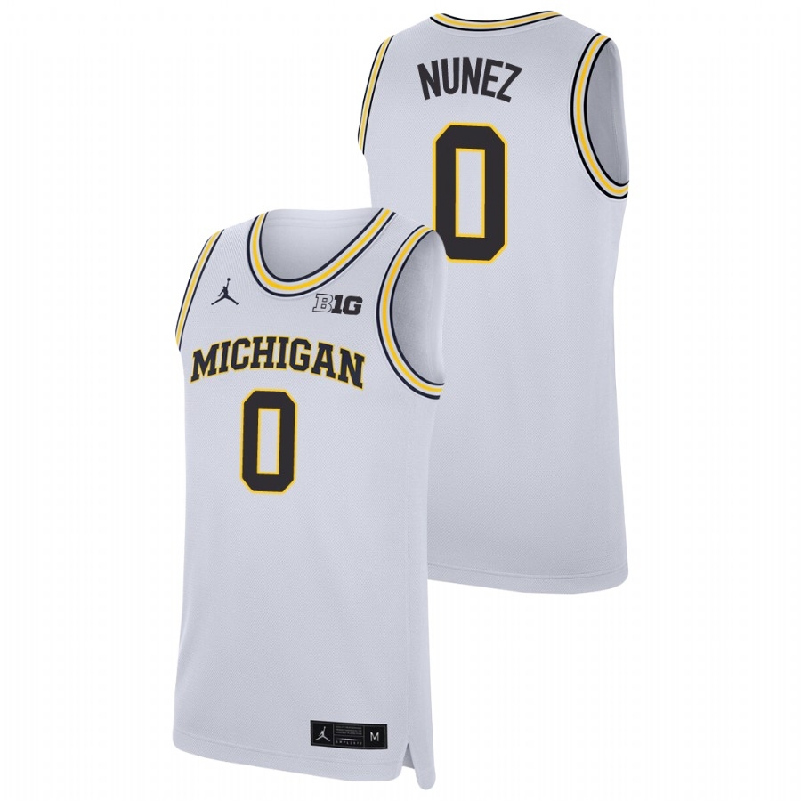 Michigan Wolverines Men's NCAA Adrien Nunez #0 White Replica College Basketball Jersey EGX5149PC